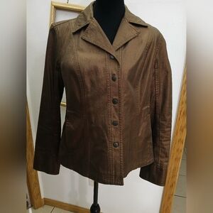 Coldwater Creek Jacket Womens Size 12 Metallic Copper Brown Shade  Snap Front